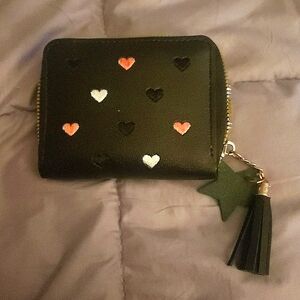 Black Heart-Patterned Women's Mini Wallet